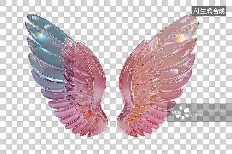 【AI数字艺术】卡通风格，一对翅膀PNG格式的免扣元素图片素材