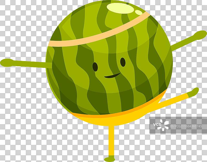 卡通西瓜角色穿着短裤图片素材