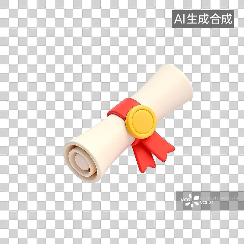 【AI数字艺术】3D证书卷轴，毕业，庆祝，文凭，教育，证书图片素材