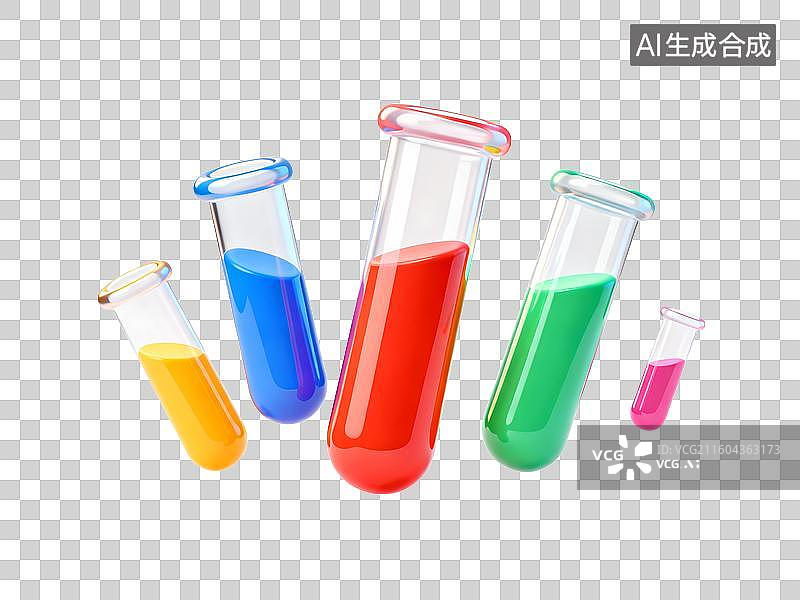 【AI数字艺术】3D盛满化学液体的器皿试管，试剂，实验，生物体，实验室图片素材