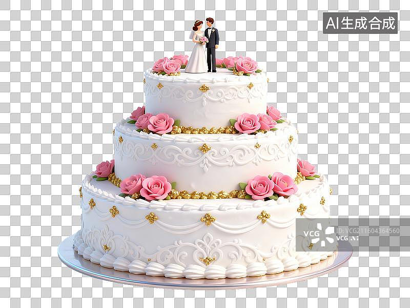 【AI数字艺术】结婚主题 三层白色婚礼蛋糕图片素材