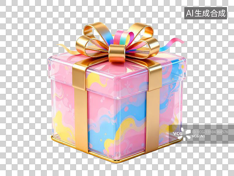【AI数字艺术】生日主题 彩色礼盒配金色蝴蝶结图片素材