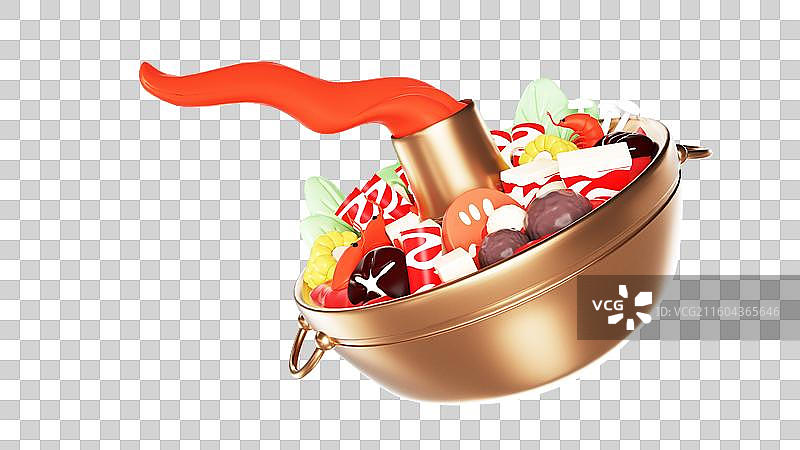 新年 火锅 聚餐 团圆饭 火锅食材 3d立体插画元素图片素材