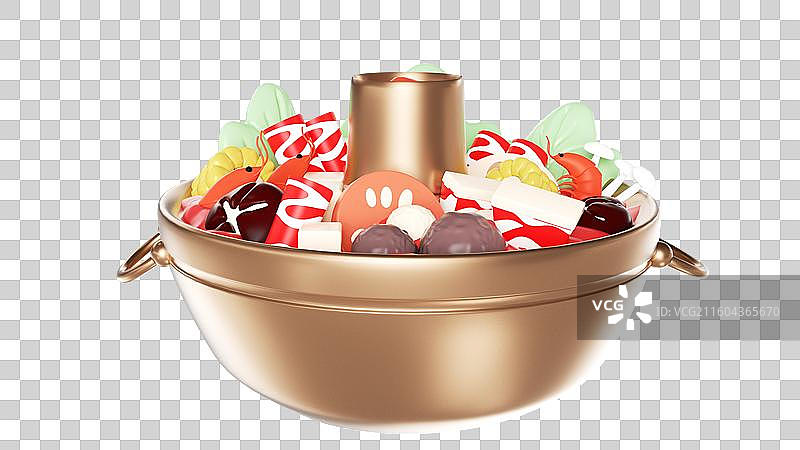 新年 火锅 聚餐 团圆饭 火锅食材 3d立体插画元素图片素材