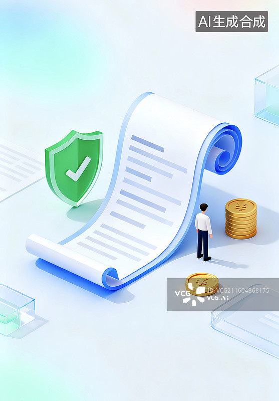 【AI数字艺术】征信报告金融科技场景UI插画图片素材