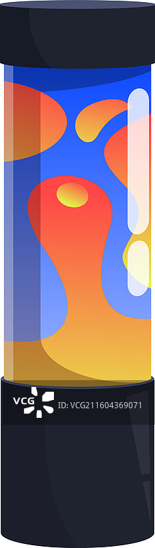 橙色和蓝色的熔岩灯在黑暗中发光图片素材