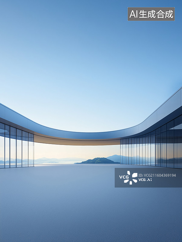 【AI数字艺术】空旷的广场和山峦背景图片素材