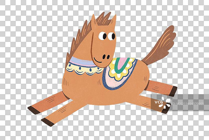 手绘可爱卡通奔跑的马图片素材