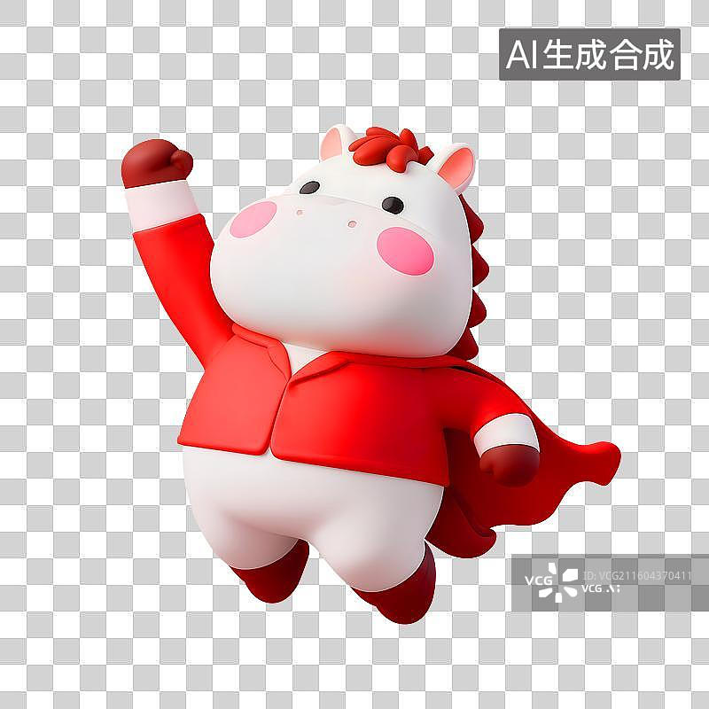 【AI数字艺术】3D卡通马年马力全开一马当先免抠元素图片素材