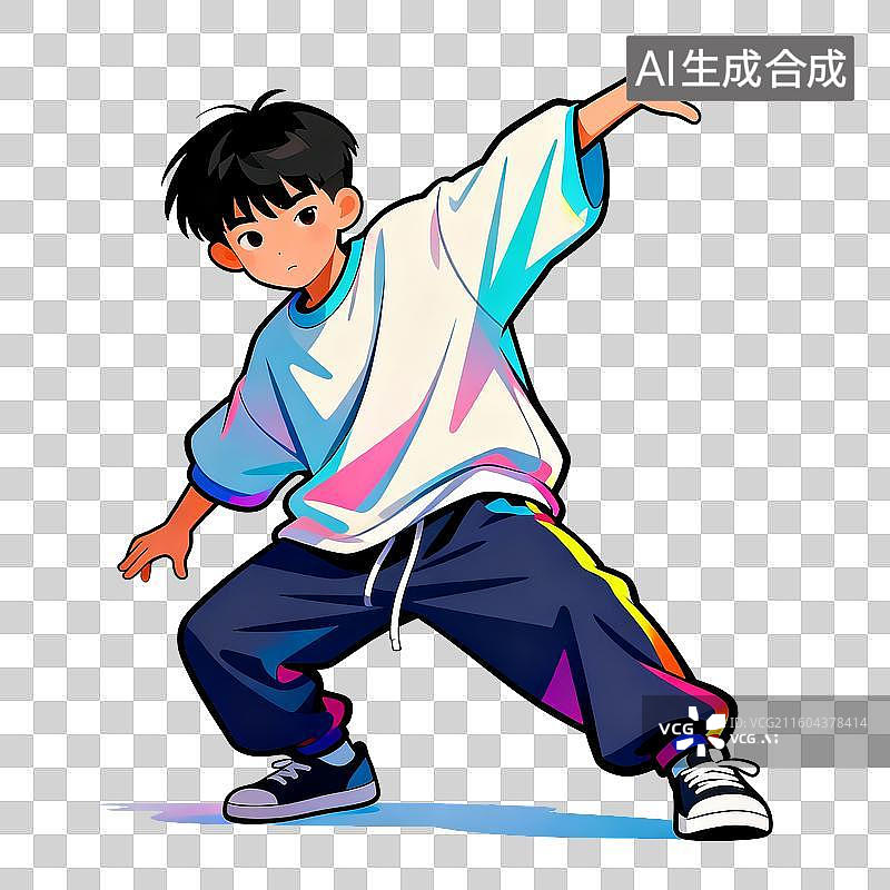 【AI数字艺术】少年街舞时尚男孩的卡通元素图片素材