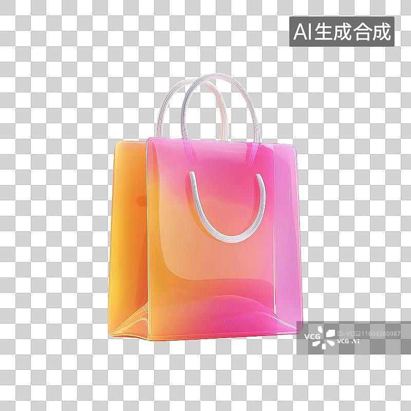 【AI数字艺术】渐变购物袋3D图标图片素材