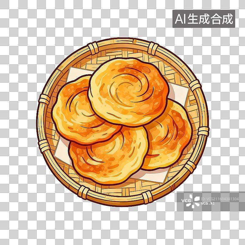 【AI数字艺术】竹编簸箕里的烧饼图片素材