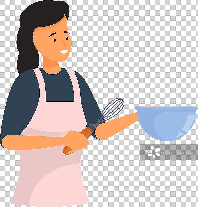 女子手持打蛋器和碗准备食物图片素材