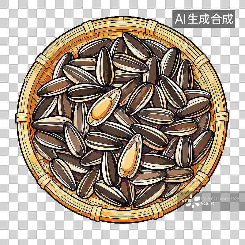 【AI数字艺术】竹编簸箕里的瓜子图片素材