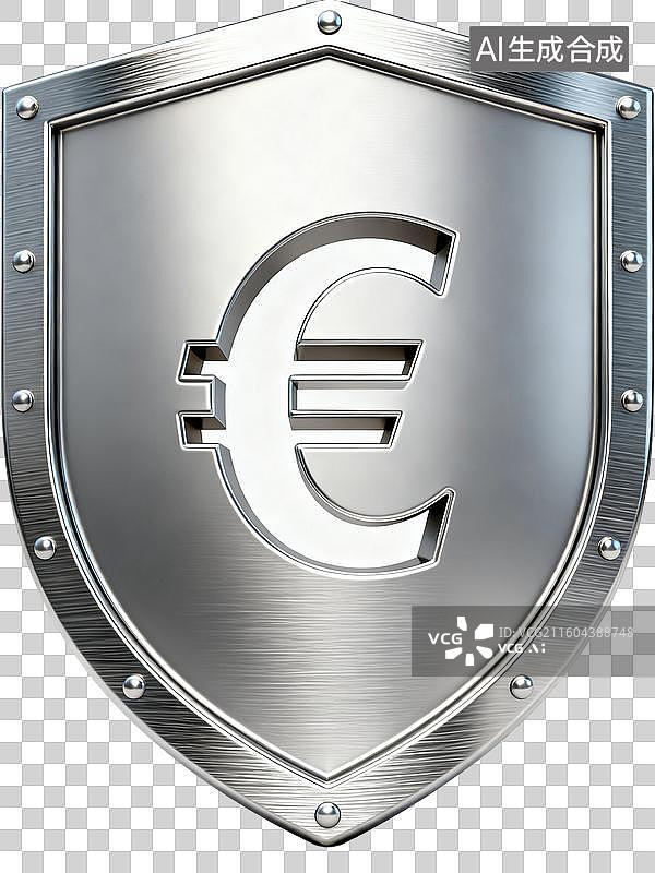 【AI数字艺术】免抠图形-盾牌上的欧元图标图片素材
