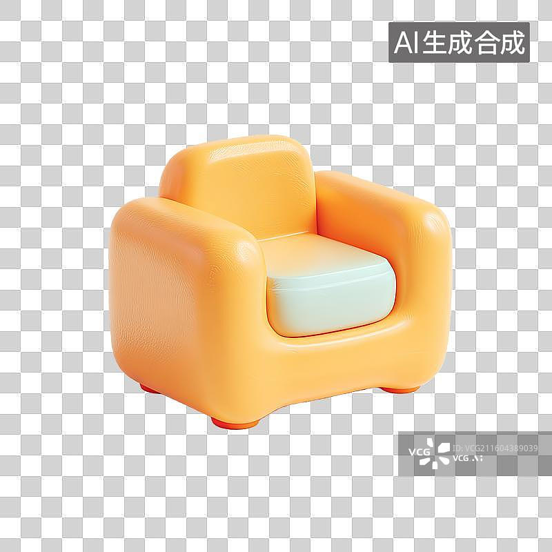 【AI数字艺术】橙色迷你沙发模型图片素材