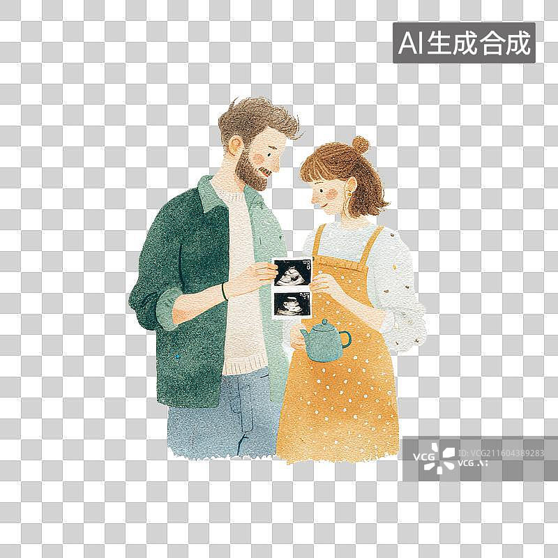【AI数字艺术】夫妇查看胎儿超声波图像图片素材