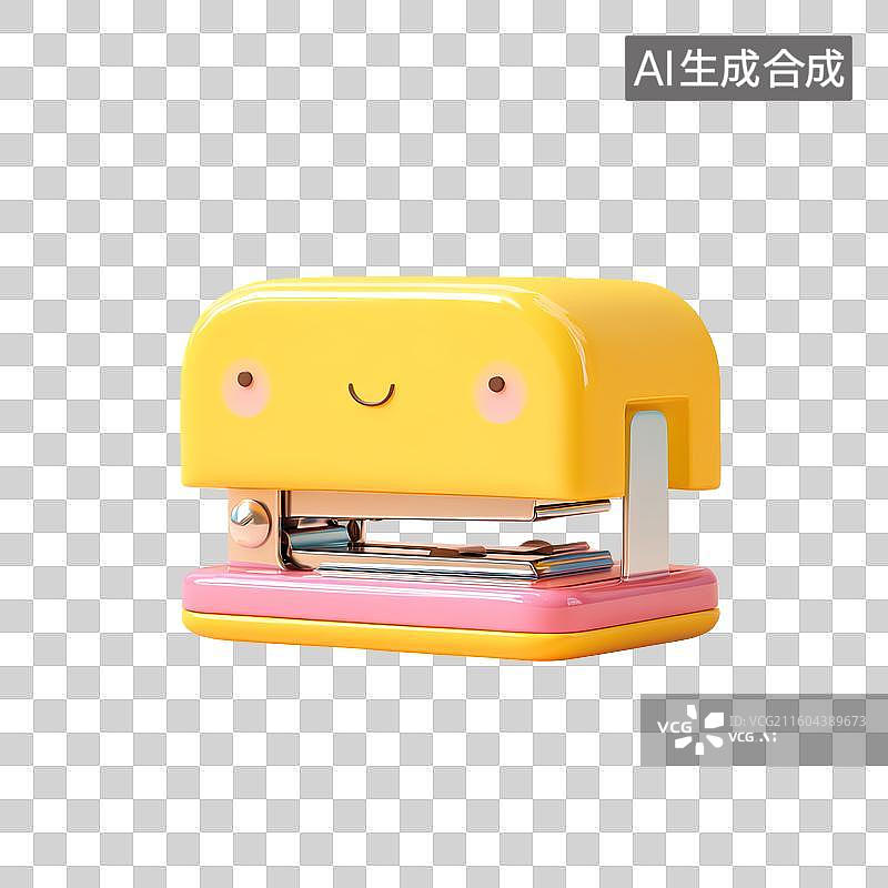 【AI数字艺术】黄色笑脸订书机图片素材