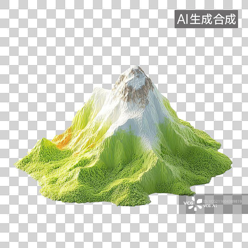 【AI数字艺术】雪山与绿色山体的地形模型图片素材