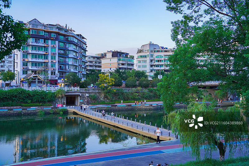 浙江省丽水市龙泉市，西街，留槎洲景区图片素材