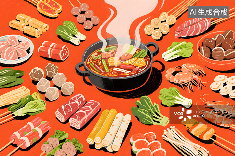 【AI数字艺术】美味麻辣烫插画图片素材