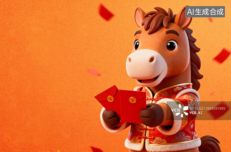 【AI数字艺术】手拿红包的生肖马图片素材