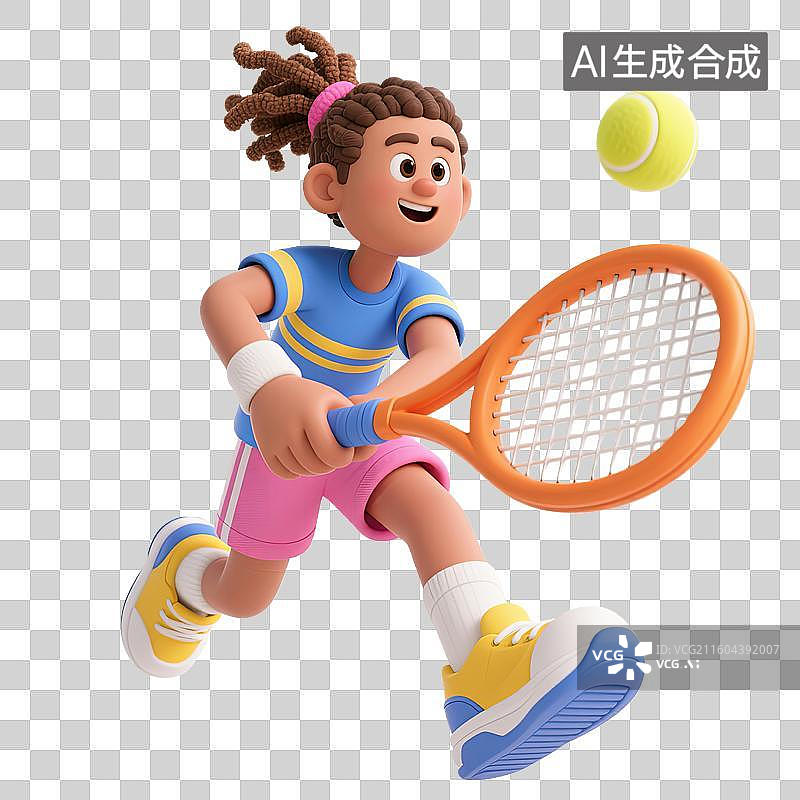 【AI数字艺术】卡通人物打网球图片素材