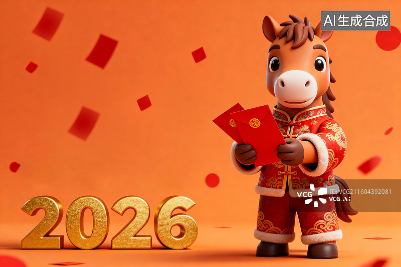 【AI数字艺术】手拿红包的生肖马图片素材