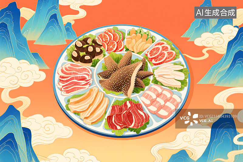 【AI数字艺术】火锅食材拼盘图片素材