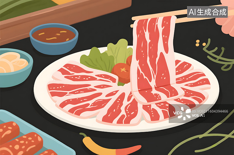 【AI数字艺术】新鲜生肉切片摆盘图片素材