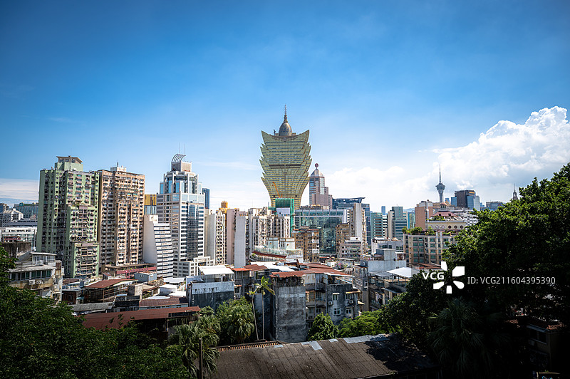 大炮台拍摄澳门老城区图片素材