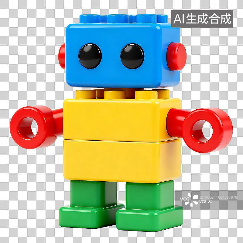 【AI数字艺术】儿童彩色积木拼装机器人图片素材