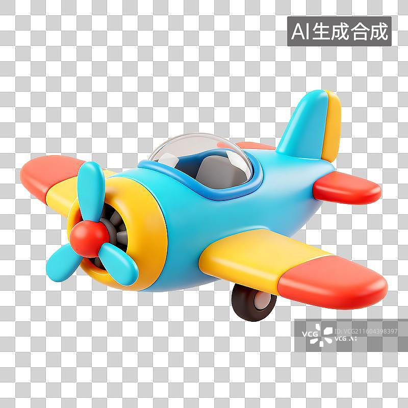 【AI数字艺术】色彩鲜艳儿童玩具飞机图片素材