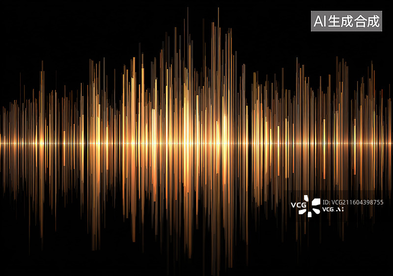 【AI数字艺术】金色声波可视化图案图片素材