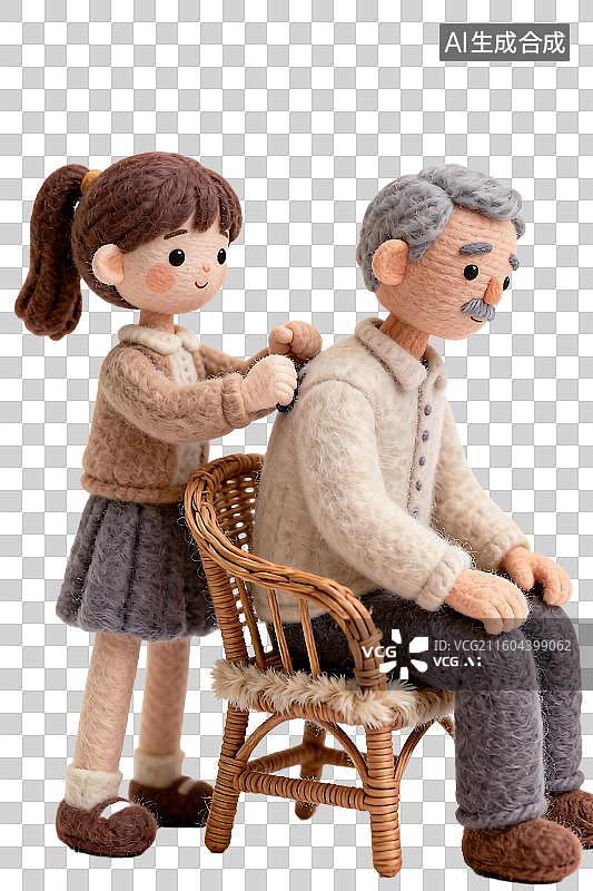 【AI数字艺术】女孩给老人按摩肩膀图片素材