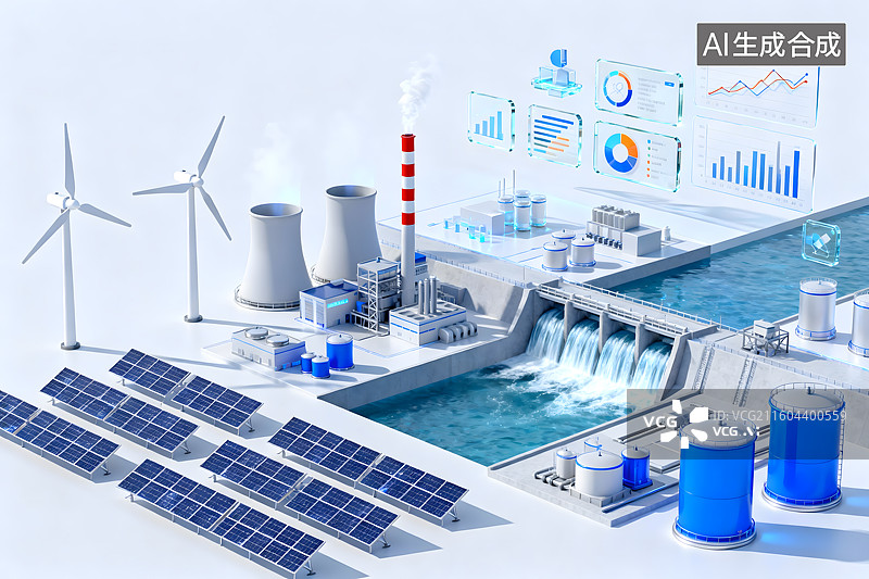 【AI数字艺术】风能，风力发电，可再生能源，清洁能源，绿色能源，能源图片素材