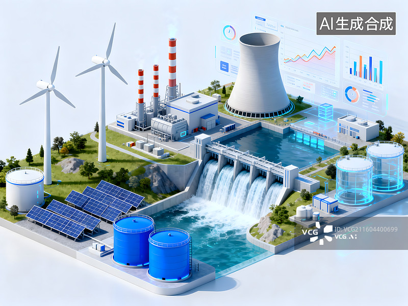 【AI数字艺术】风能，风力发电，可再生能源，清洁能源，绿色能源，能源图片素材