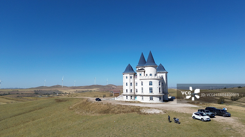 河北张家口沽源库伦淖尔城堡自然风光航拍图片素材