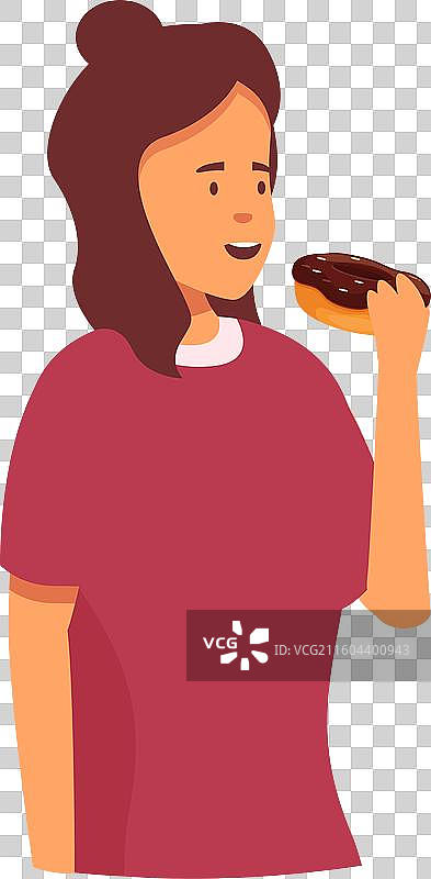年轻女子正在享用巧克力甜甜圈图片素材