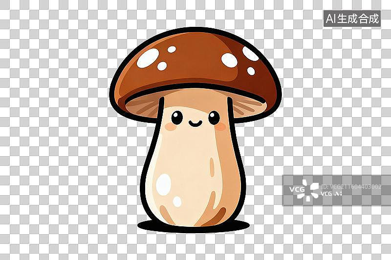 【AI数字艺术】卡通风格，拟人化的牛肝菌PNG格式的免扣元素图片素材