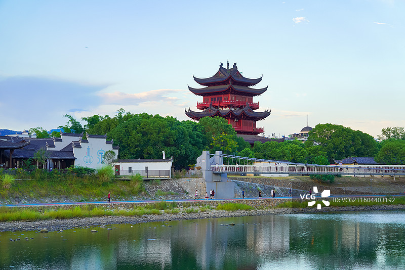 浙江省丽水市龙泉市，西街，留槎洲景区图片素材