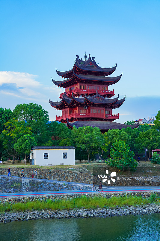 浙江省丽水市龙泉市，西街，留槎洲景区图片素材