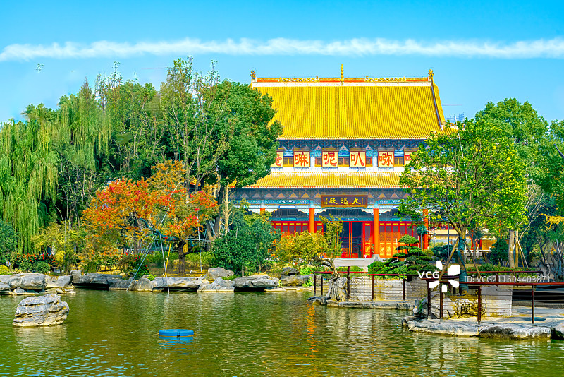 长沙古开福寺,开福文化公园,大悲殿,拜佛,祈福,水景图片素材