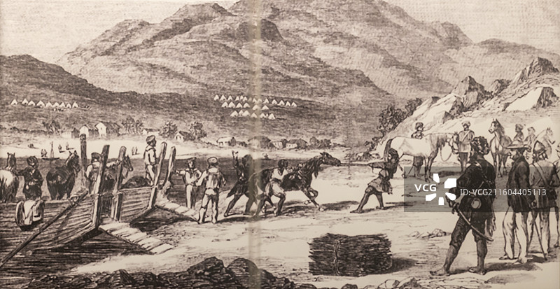 1860年年初 英国征募的印度锡克骑兵在大连 天津博物馆图片素材