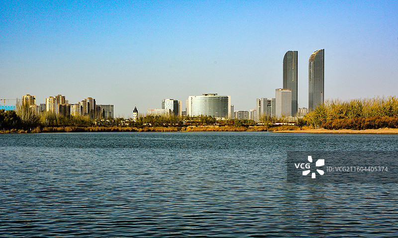 银川阅海湖风景图片素材