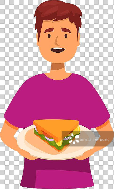 年轻男子端着一个装有美味大三明治的盘子图片素材