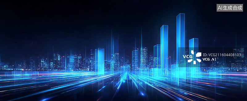 【AI数字艺术】未来城市夜景光效图片素材