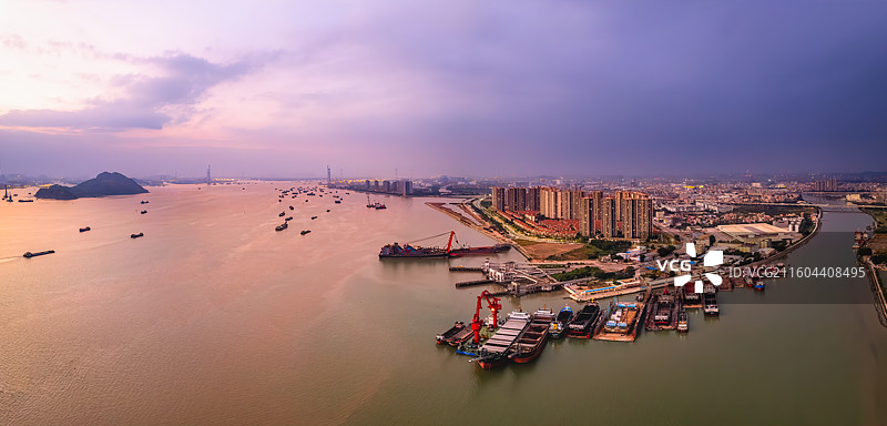 珠江入海口狮子洋风光全景图片素材