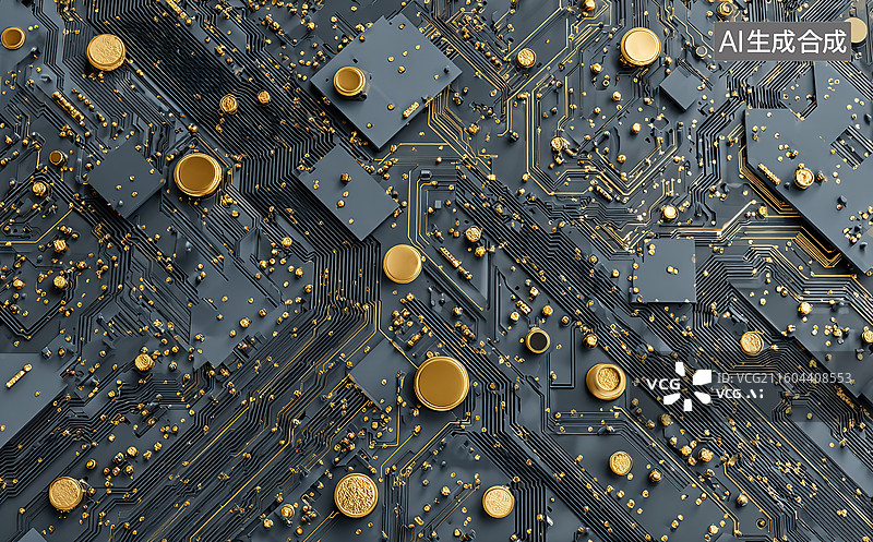 【AI数字艺术】电路板特写图片素材