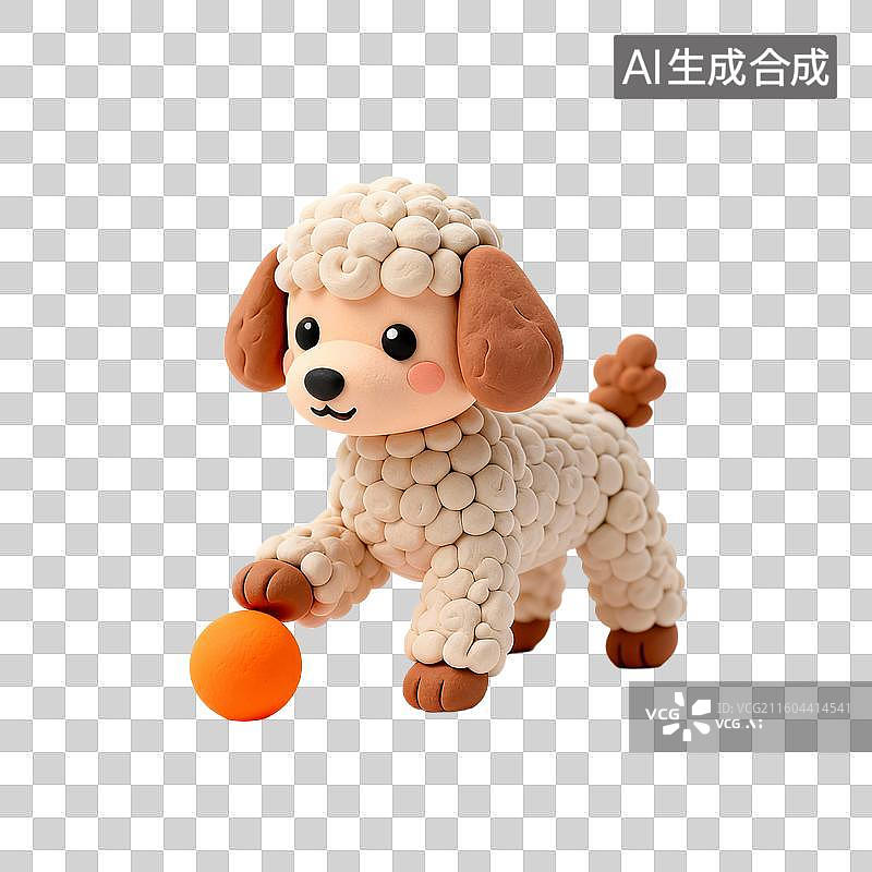 【AI数字艺术】可爱黏土制作的贵宾犬玩具图片素材